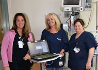 Maura Brotz, RN, Critical Care; Kathleen Vaughan, RN, ICU; and Stacey Davis, RN, ICU.