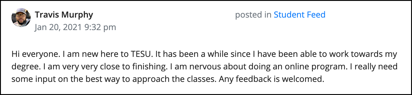 student discussion board posting
